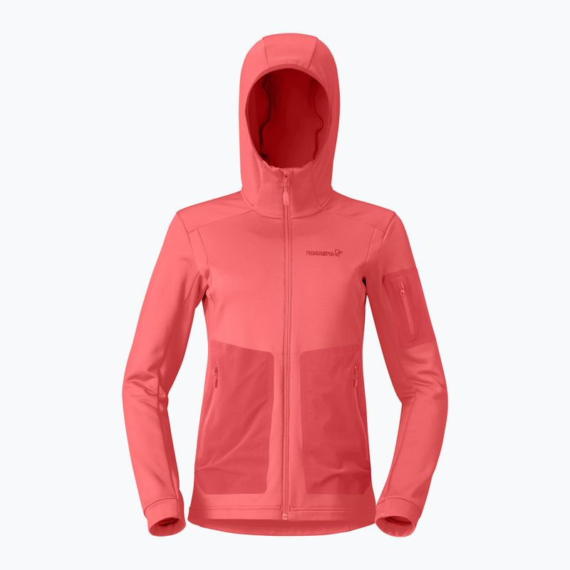 Dámská trekingová mikina NORRONA Falketind Warm2 Stretch Hood deep sea coral/baked apple 5