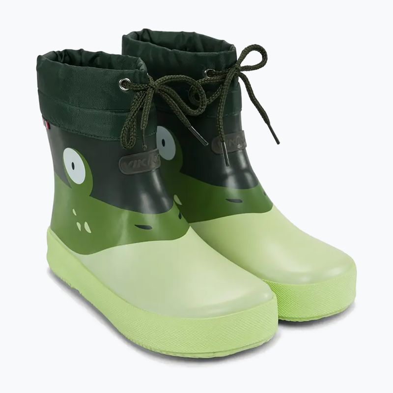 Dětské gumové boty Viking Footwear Alv Barefoot Paw Print světle zelená/zelená 10