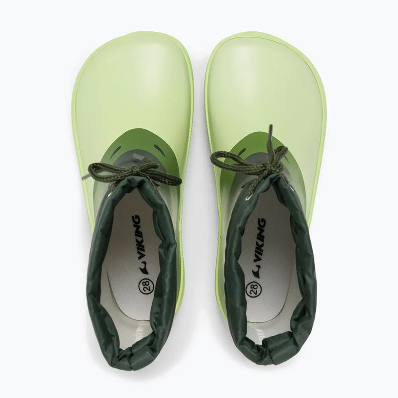 Dětské gumové boty Viking Footwear Alv Barefoot Paw Print světle zelená/zelená 12