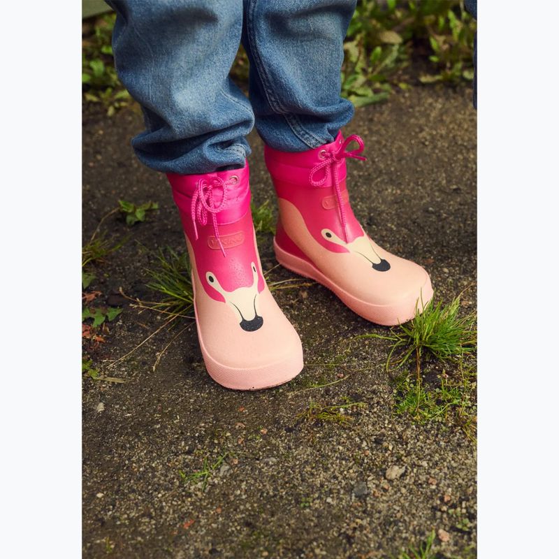 Dětské gumové boty Viking Footwear Alv Barefoot Paw Print světle růžová/magenta 14