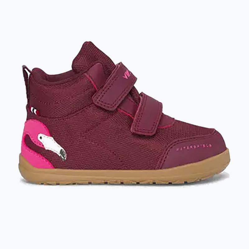 Dětské barefoot boty Viking Footwear Alv Barefoot Mid 2V Waterproof burgundské 8