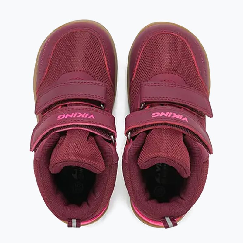 Dětské barefoot boty Viking Footwear Alv Barefoot Mid 2V Waterproof burgundské 13