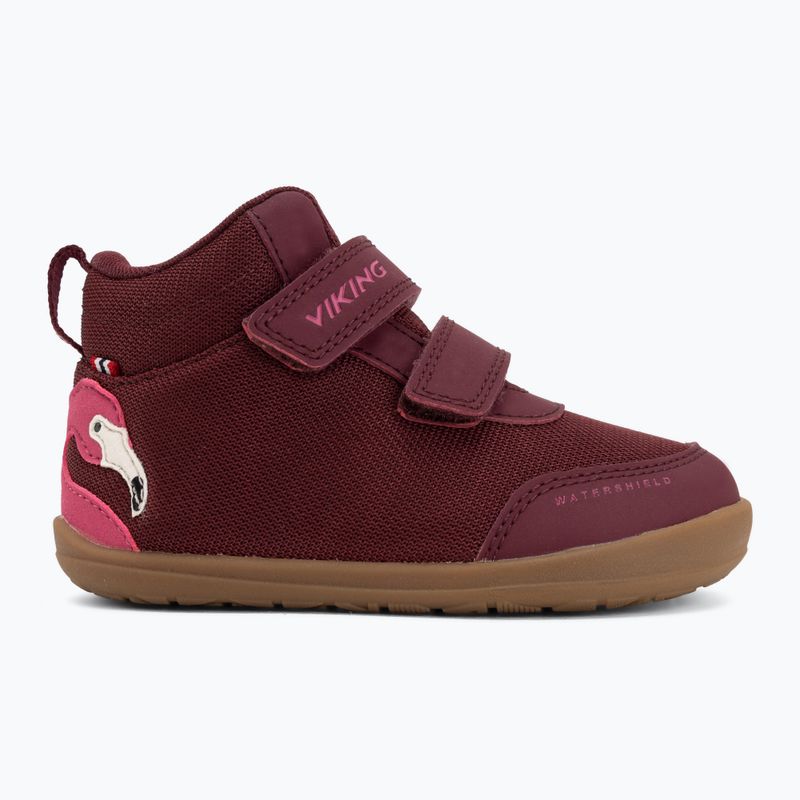 Dětské barefoot boty Viking Alv Barefoot Mid 2V Waterproof burgundy 2