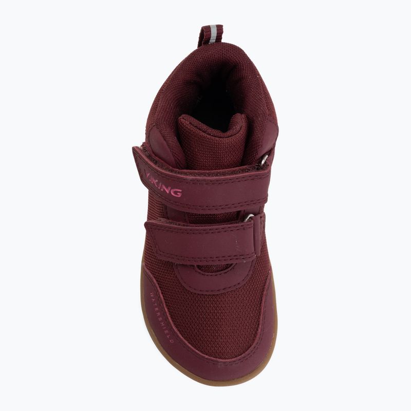 Dětské barefoot boty Viking Alv Barefoot Mid 2V Waterproof burgundy 5
