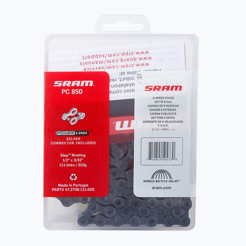 Řetěz na kolo SRAM 10 CN PC850 W/ PWR šedý 47.2708.114.005 2