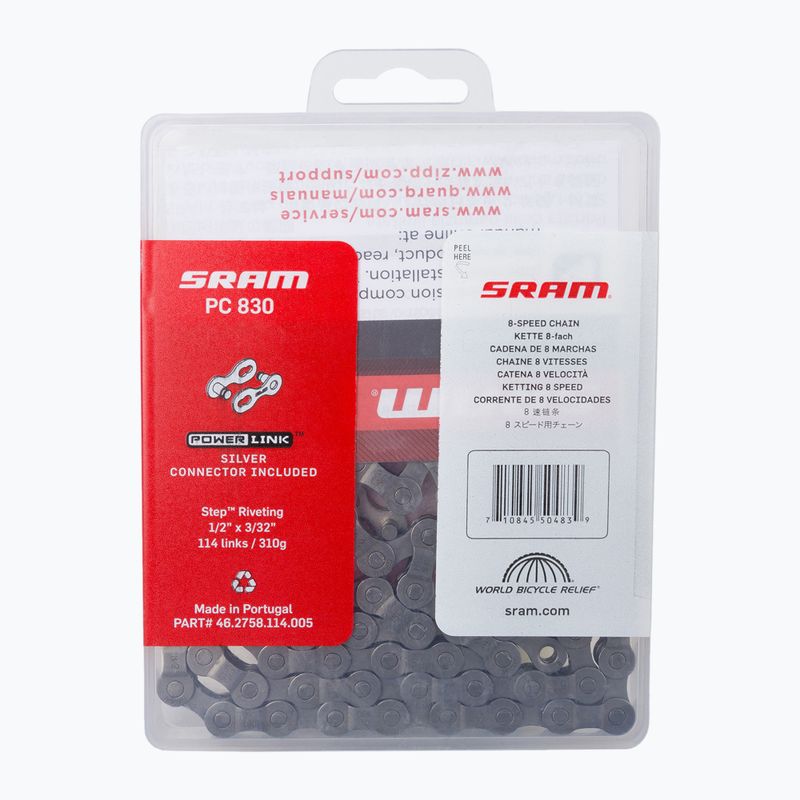 Řetěz na kolo SRAM 10 CN PC830 W/ PWR šedý 46.2758.114.005 2