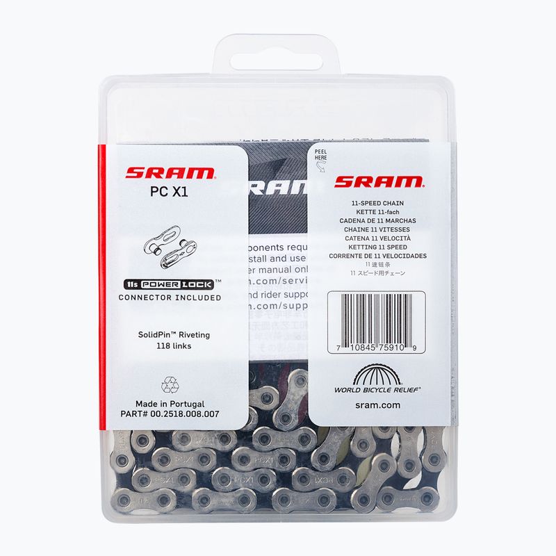 SRAM CN PCX1 118LI W/ PWR.LCK 11S 1 cyklistický řetěz stříbrný 00.2518.008.007 2