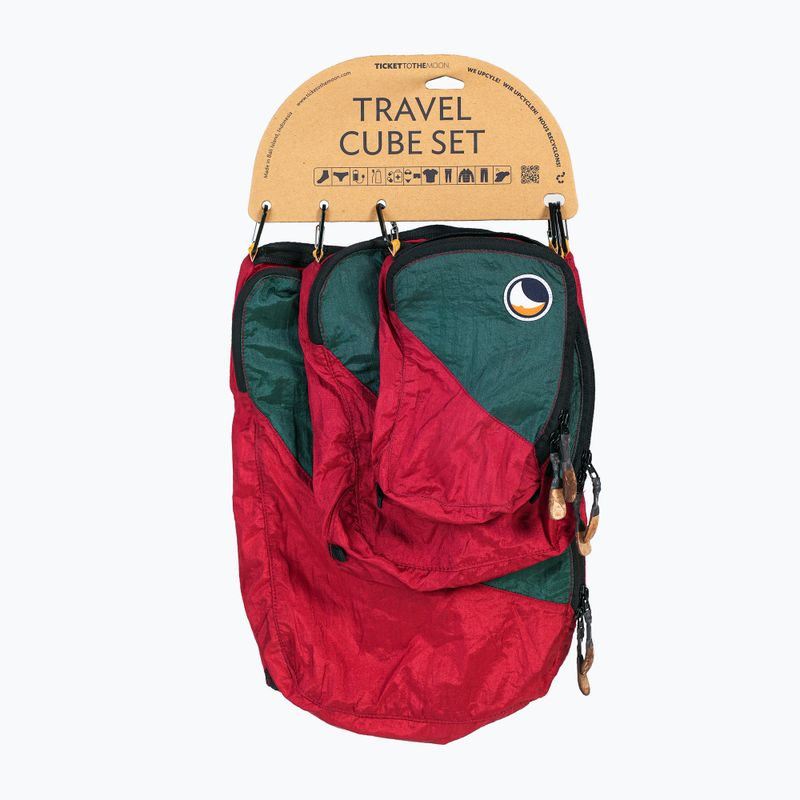Sada organizérů  Ticket To The Moon Travel Cube Set 3 szt. burgundy/dark green 2