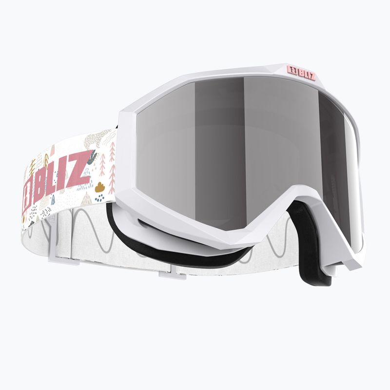 Dětské lyžařské brýle Bliz Liner Jr white pink logo/pink&silver mirror