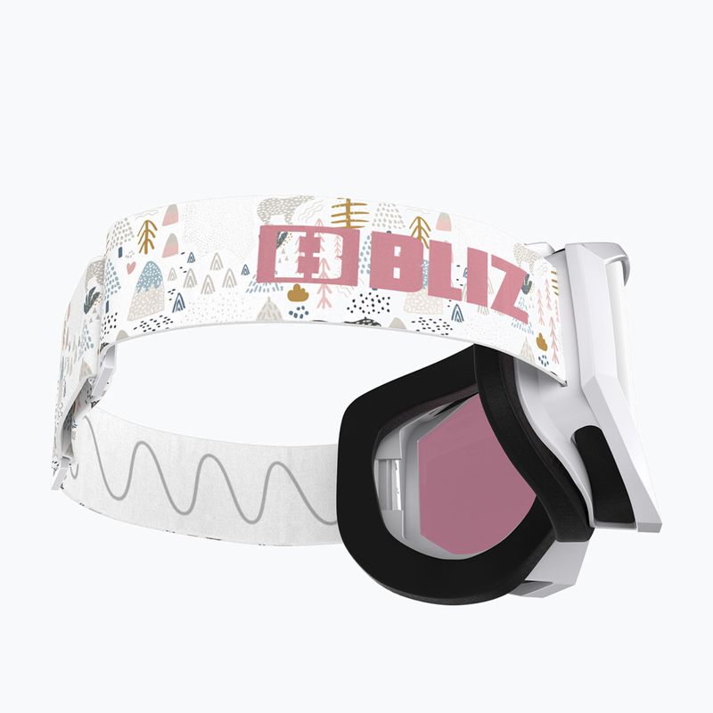 Dětské lyžařské brýle Bliz Liner Jr white pink logo/pink&silver mirror 5