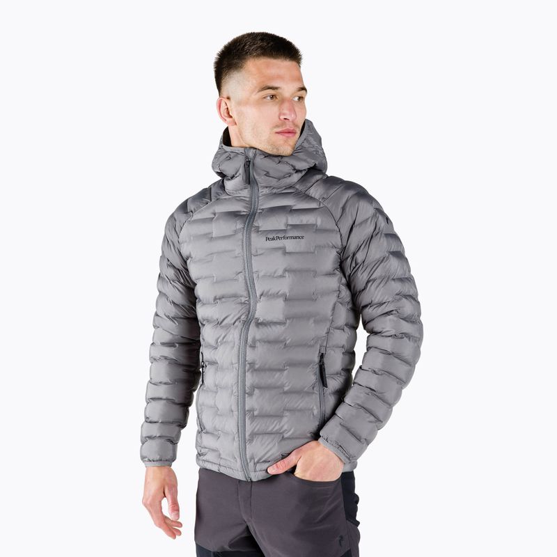 Pánská péřová bunda Peak Performance Argon Light Hood šedá G77242060