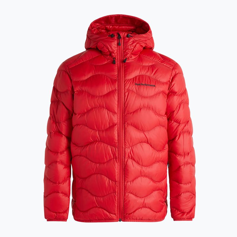 Pánská péřová bunda Peak Performance Helium s kapucí Red G77849160
