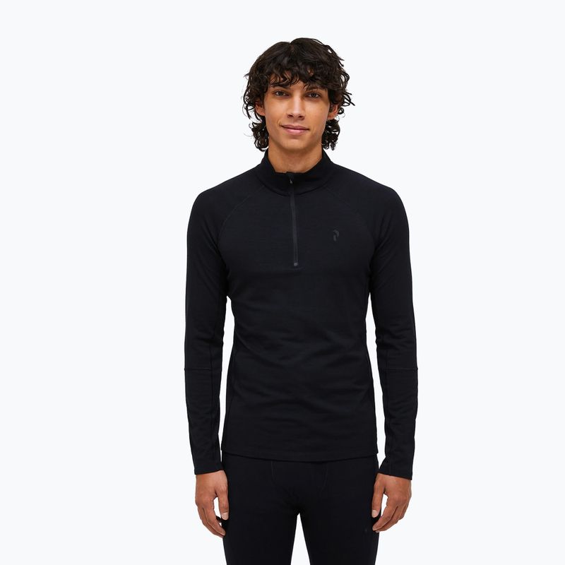 Pánská termo mikina Peak Performance Magic Half Zip Wool-Blend Baselayer black/black