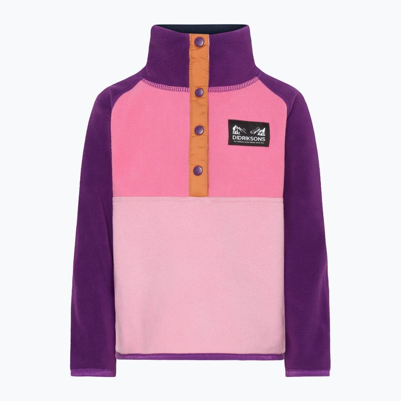 Dětská fleecová mikina Didriksons Monte Half Button light heather pink 8