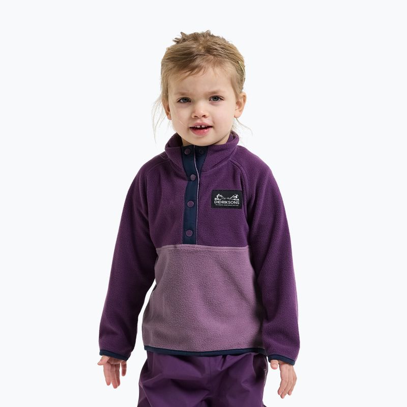 Dětská fleecová mikina Didriksons Monte 6 Half Button northern purple 3