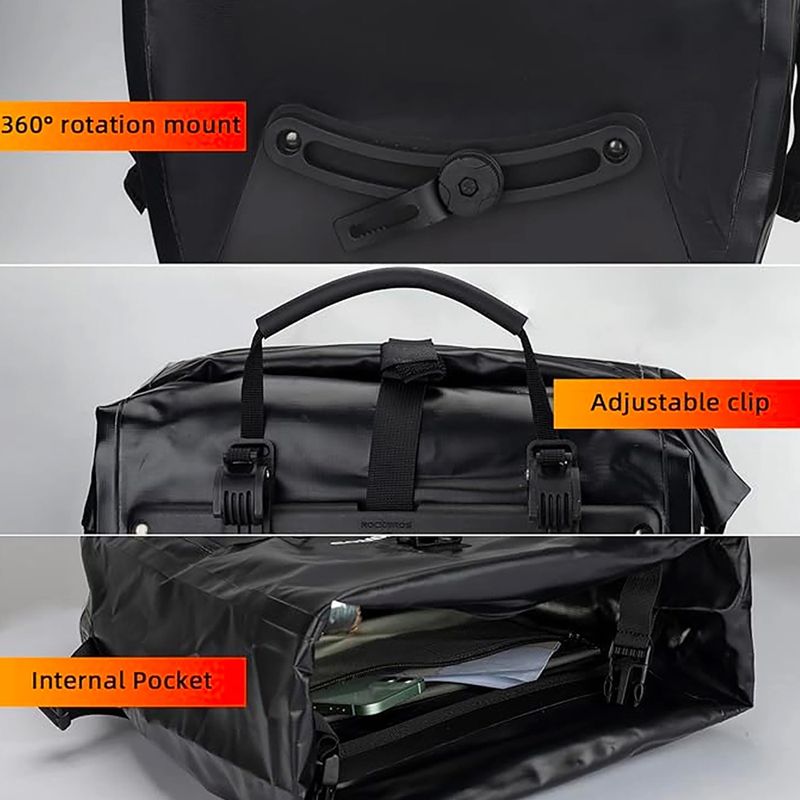 Cyklistické brašny na nosič Rockbros 30140022001 Bicycle Pannier Bag 2pcs black 2