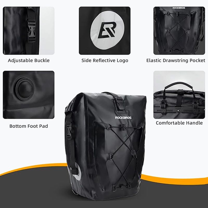 Cyklistické brašny na nosič Rockbros 30140022001 Bicycle Pannier Bag 2pcs black 4