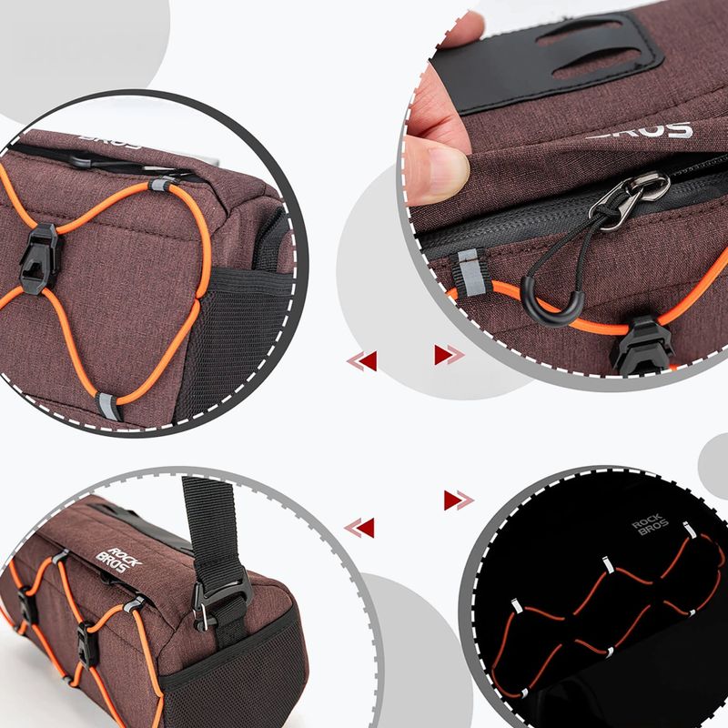 Taška na řídítka na kolo Rockbros 30110054 Bike Front Bag 2,2 l brown 3