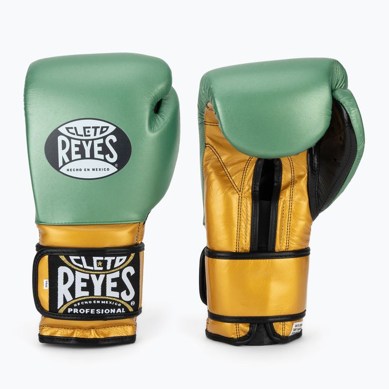 Boxerské rukavice Cleto Reyes Velcro Sparring metalic green/gold wbc