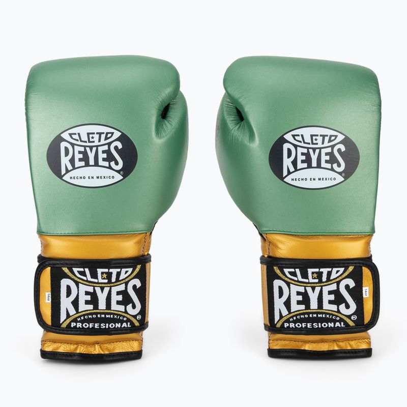 Boxerské rukavice Cleto Reyes Velcro Sparring metalic green/gold wbc 2
