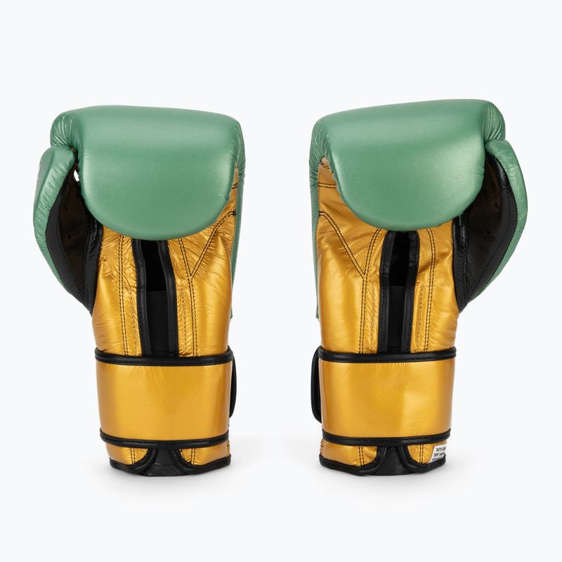 Boxerské rukavice Cleto Reyes Velcro Sparring metalic green/gold wbc 3