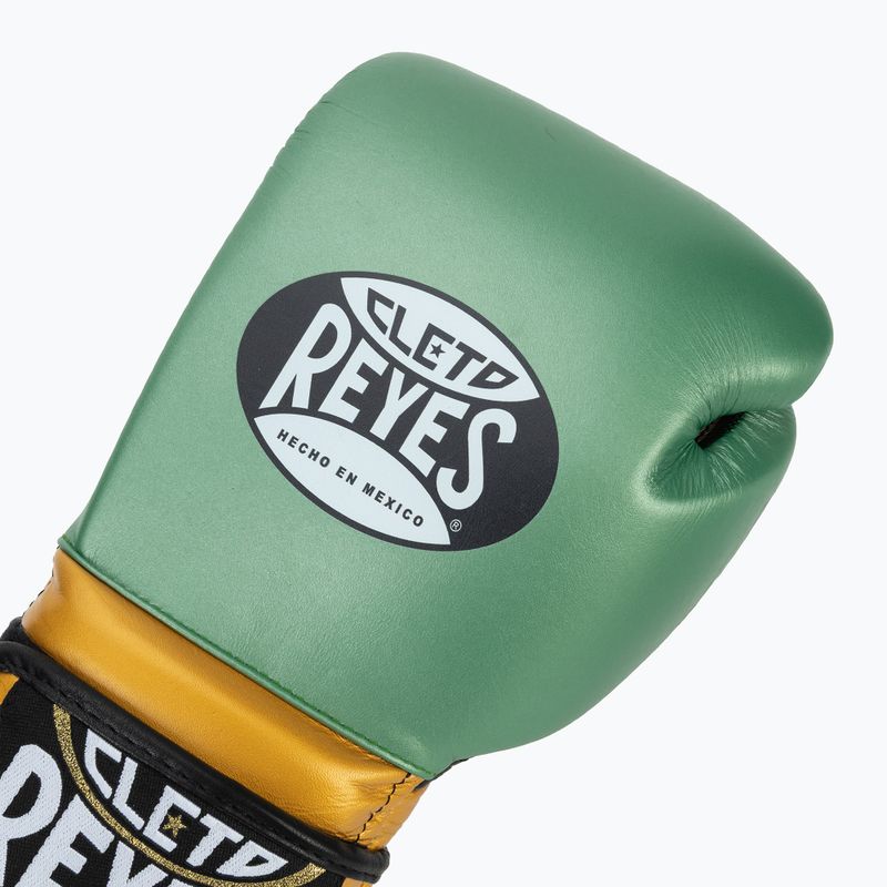 Boxerské rukavice Cleto Reyes Velcro Sparring metalic green/gold wbc 5