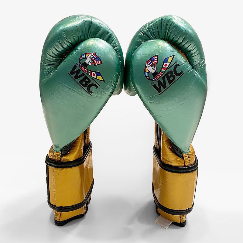 Boxerské rukavice  Cleto Reyes Velcro Sparring metalic green/gold wbc 2