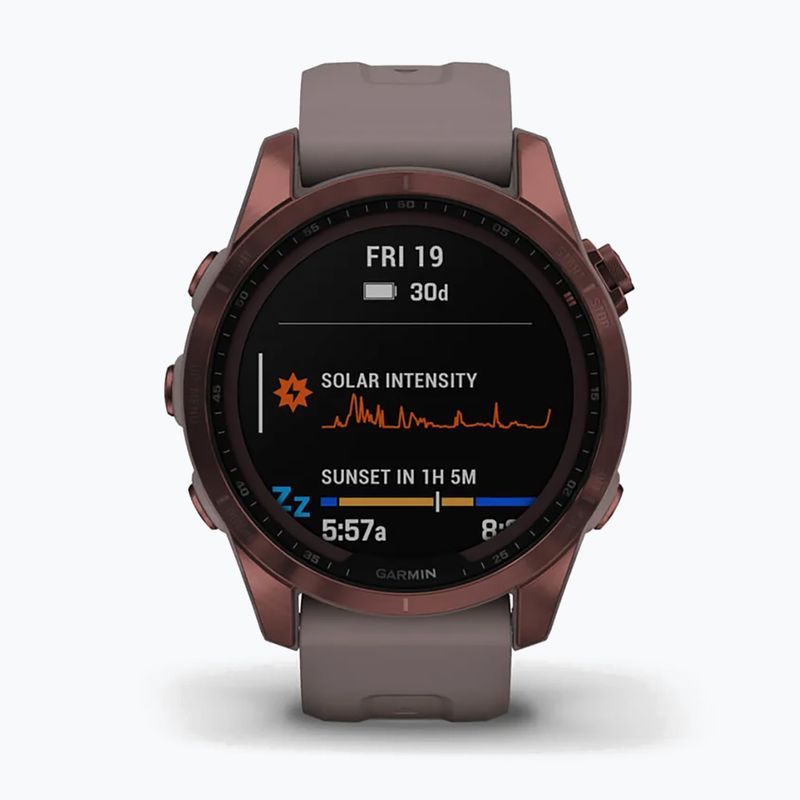 Sportovní hodinky Garmin Fenix 7S Sapphire Solar Hrm Elevate Ox hnědé 010-02539-29 2