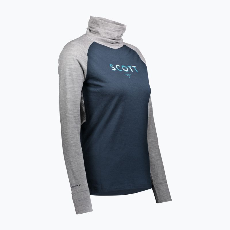 Dámská termoakční mikina SCOTT Defend Merino High Neck light grey melange/dark blue 3