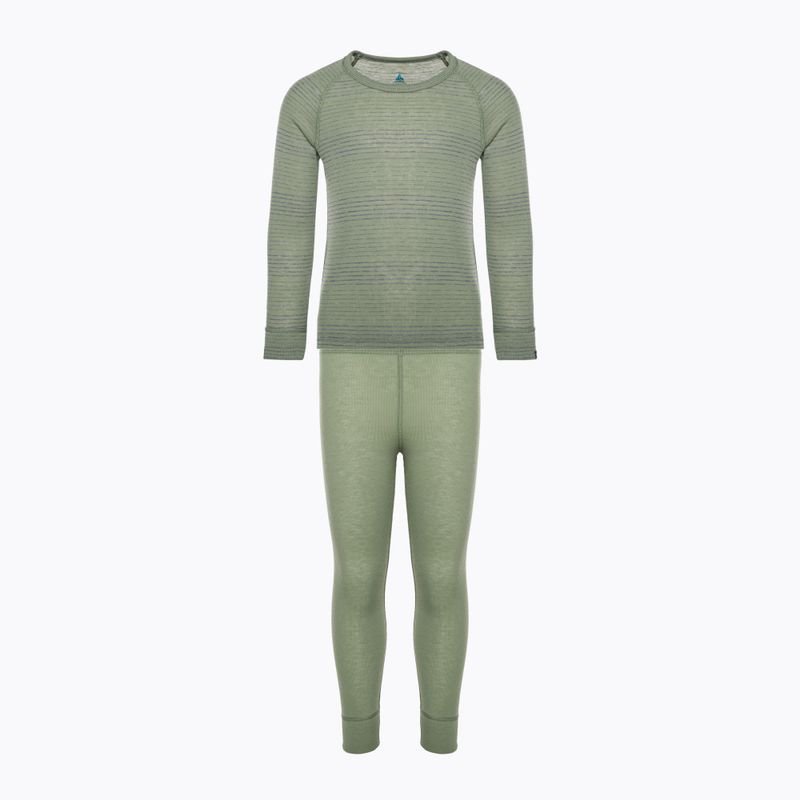 Dětské termoprádlo ODLO Active Warm Eco Long steel grey melange/matte green