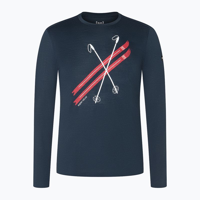 Pánské tričko Longsleeve super.natural Kryssede Ski blueberry/fresh white/high risk red 3