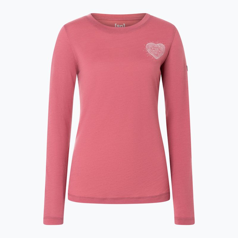 Dámské triko Longsleeve super.natural Little Heartwood mauve wood/white stone 4