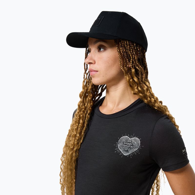 Dámské tričko super.natural Little Heartwood Tee jet black/feather grey 3