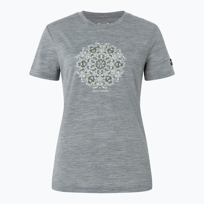 Dámské tričko super.natural Ornament Tee cashmere grey melange/leaf melange/white stone 4