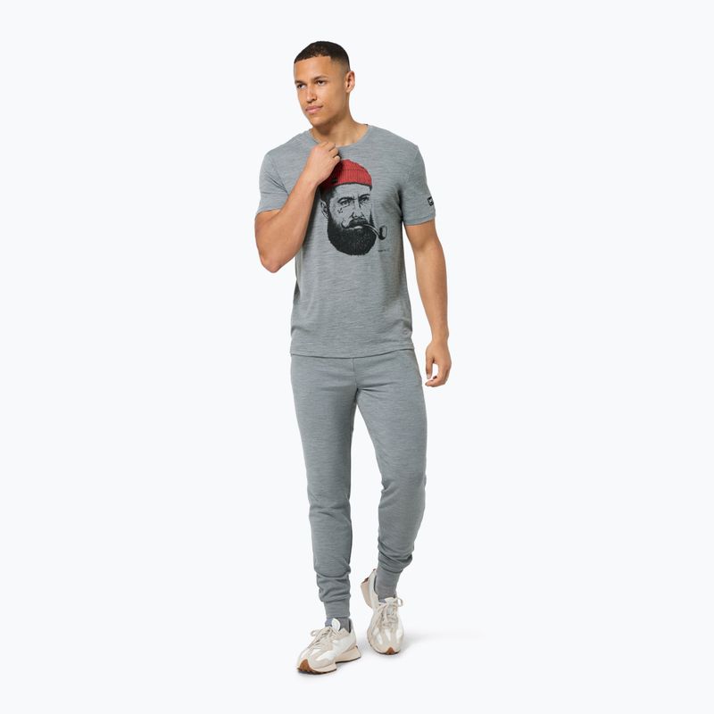 Pánské tričko super.natural Sailor Tee cashmere grey melange/jet black /high risk red 2