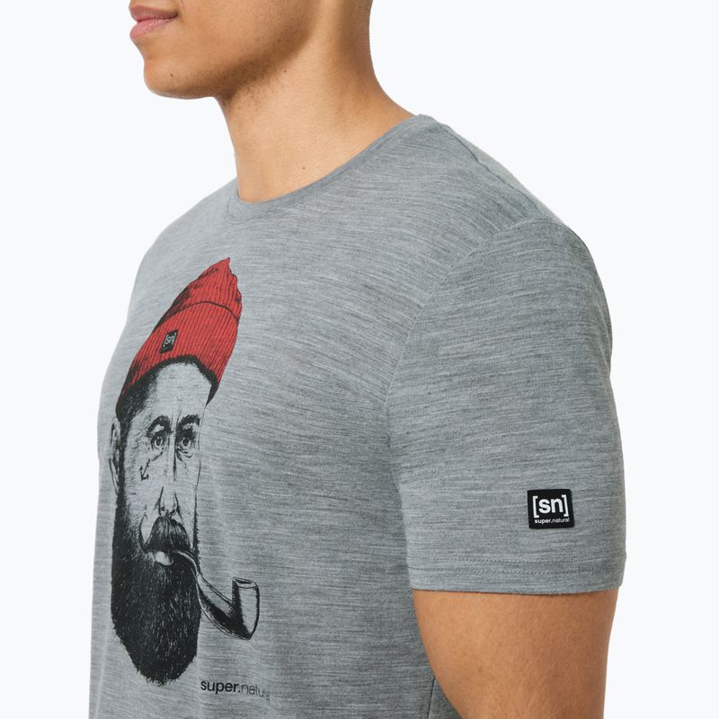 Pánské tričko super.natural Sailor Tee cashmere grey melange/jet black /high risk red 3