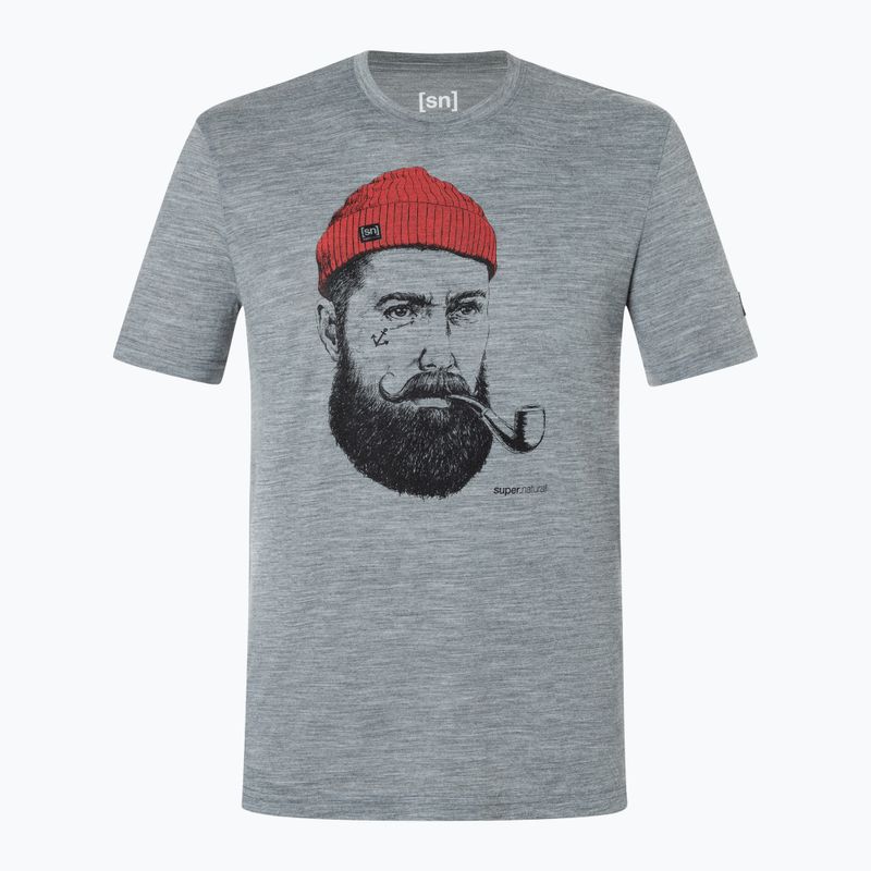 Pánské tričko super.natural Sailor Tee cashmere grey melange/jet black /high risk red 4