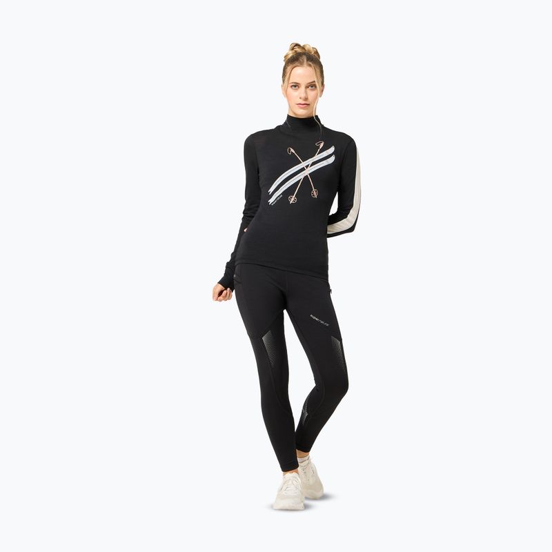 Dámské tričko Longsleeve super.natural KryTeeede Col T-Neck Light jet black/white/mountain trail gl/white 2