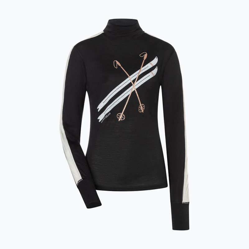 Dámské tričko Longsleeve super.natural KryTeeede Col T-Neck Light jet black/white/mountain trail gl/white 4