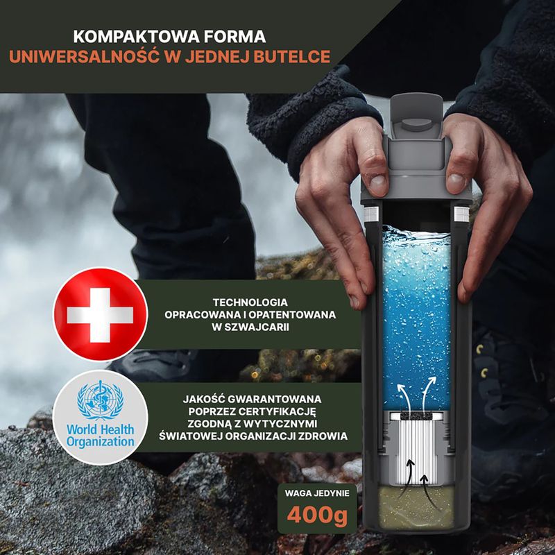 Cestovní láhev s filtrem  Bachgold Selfpress Waterfilter 500 ml white 2