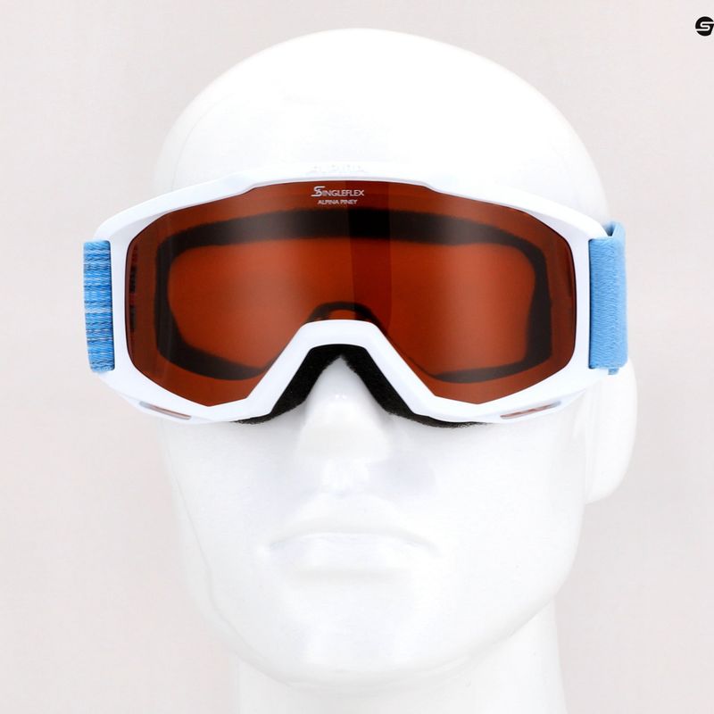 Dětské lyžařské brýle Alpina Piney white/skyblue matt/orange 10