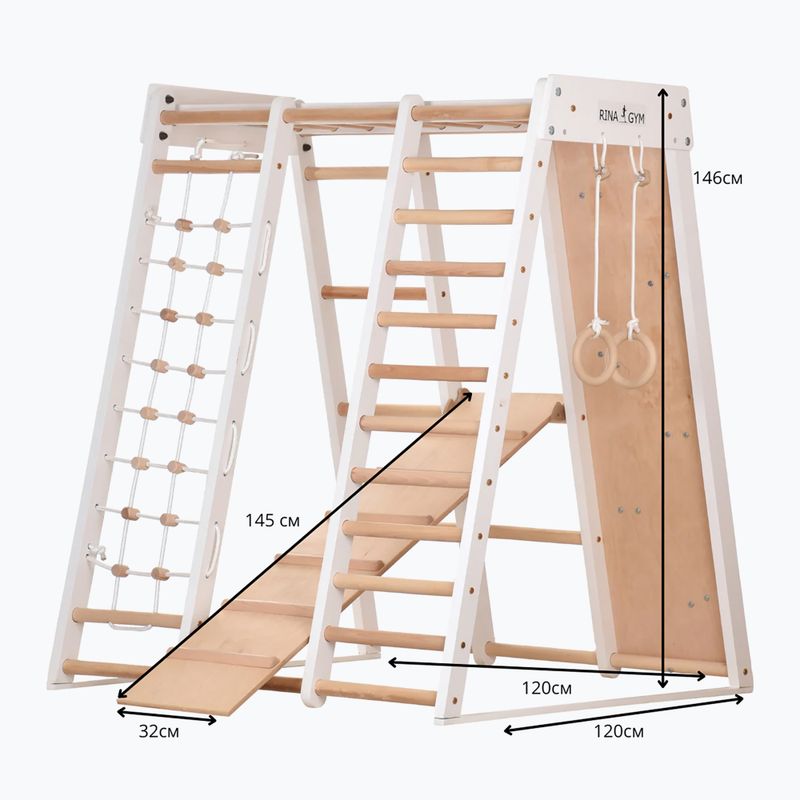 Dřevěný gymnastický rám RINAGYM 5M-UPNW-SEGH white 7