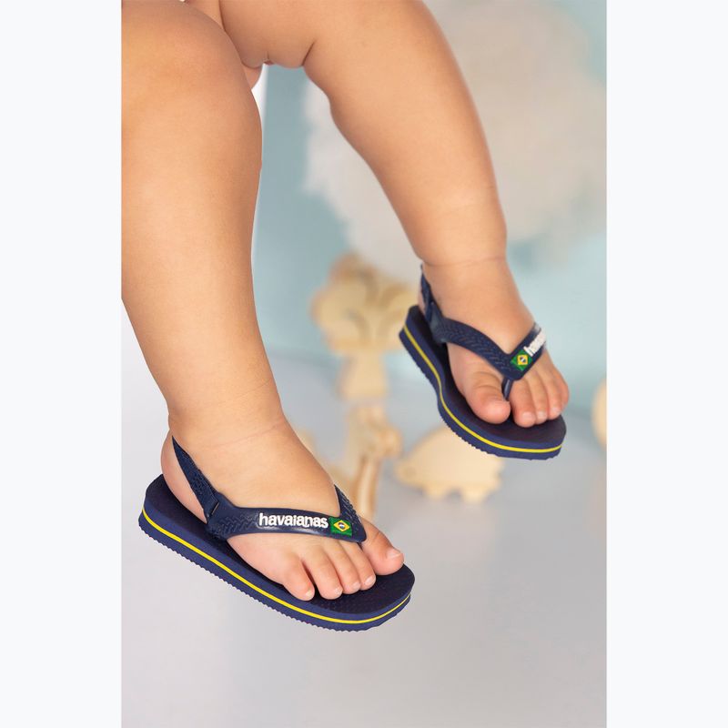 Havaianas Baby Brasil Logo II navy blue / citrus yelloew dětské sandály 4