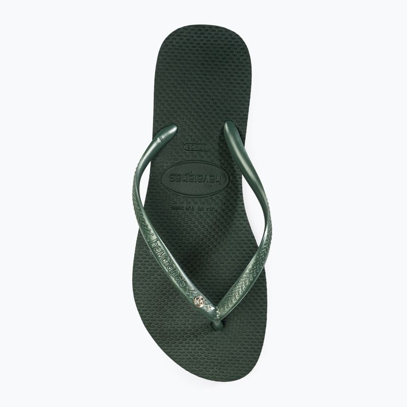 Dámské žabky Havaianas Slim Crystal Sw II olivově zelené 6