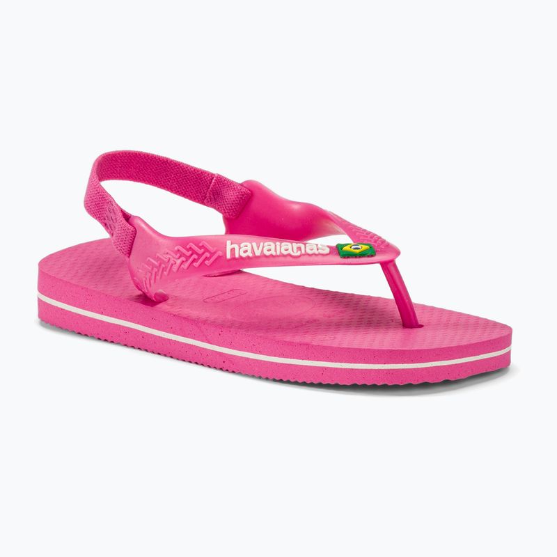 Havaianas Baby Brasil Logo II pink flux / white sandály