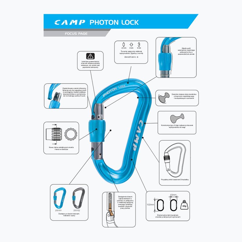 Lezecká karabina CAMP Photon Lock blue 4