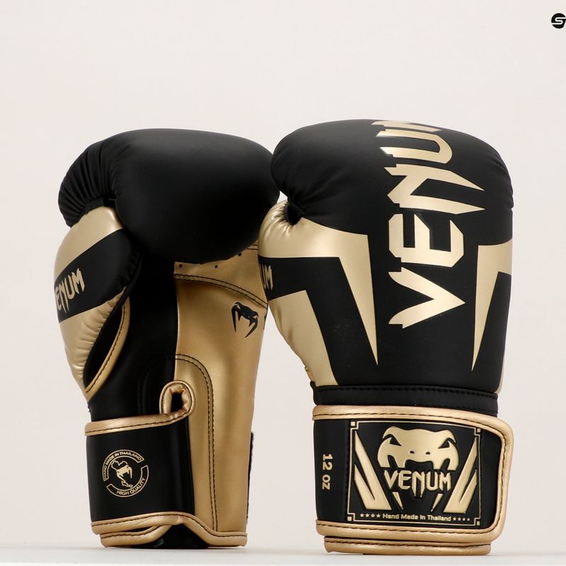 Pánské boxerské rukavice Venum Elite černo-zlaté VENUM-1392 10