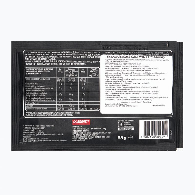 Izotonický nápoj Enervit C2:1 Isocarb 65 g mild lemon 2