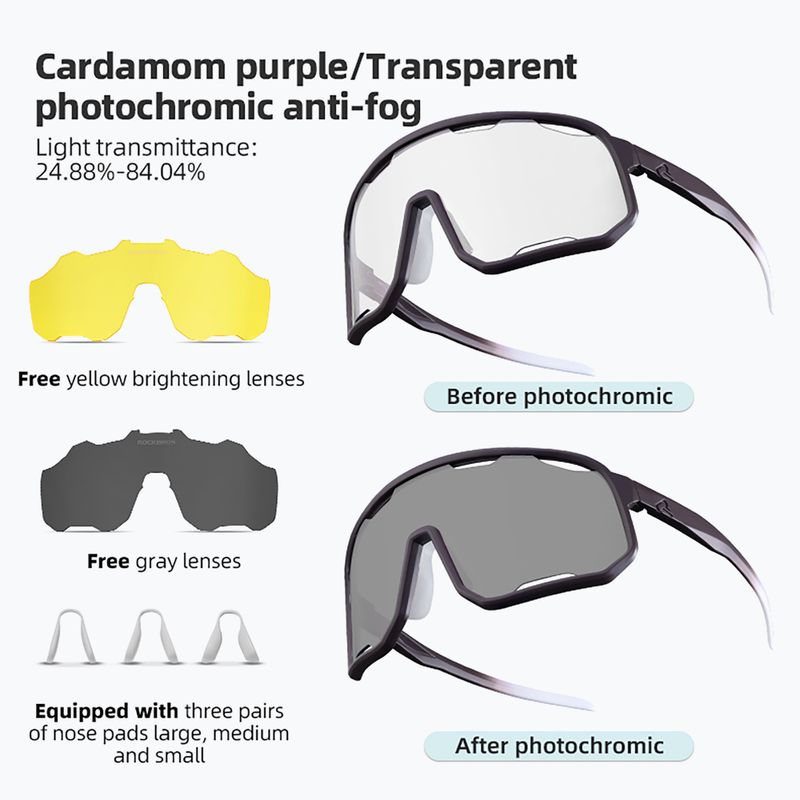 Sluneční brýle Rockbros 14210010 Photochromic purple/transparent/yellow/clear 2