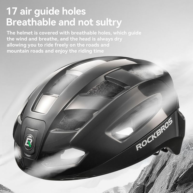 Cyklistická helma Rockbros 100036001 With Remote Control and Warning Light black 2